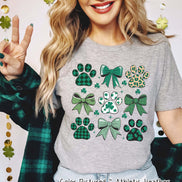 Coquette Paw And Bows St Patricks Day Tee or Sweatshirt