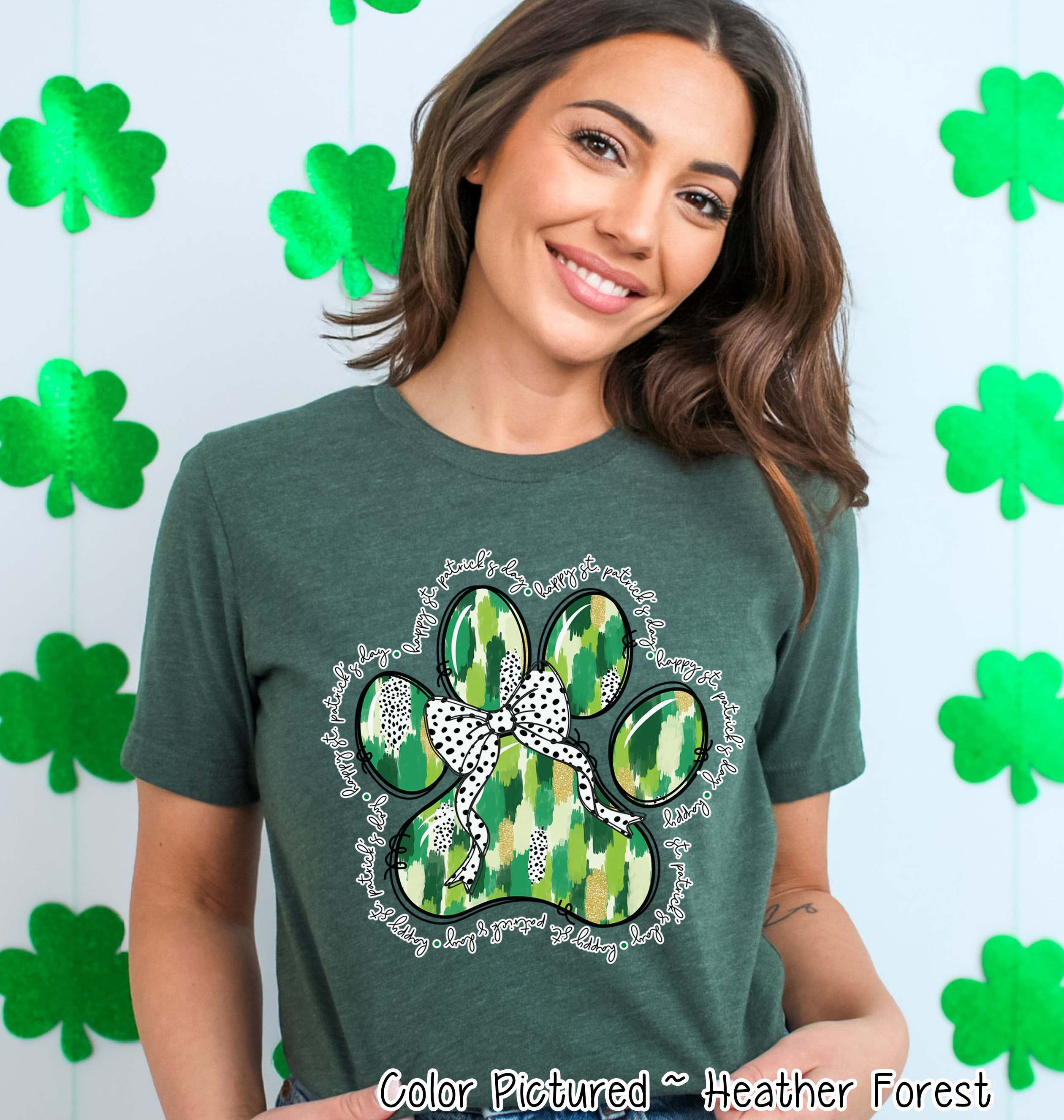 Coquette Paw St Patricks Day Tee or Sweatshirt