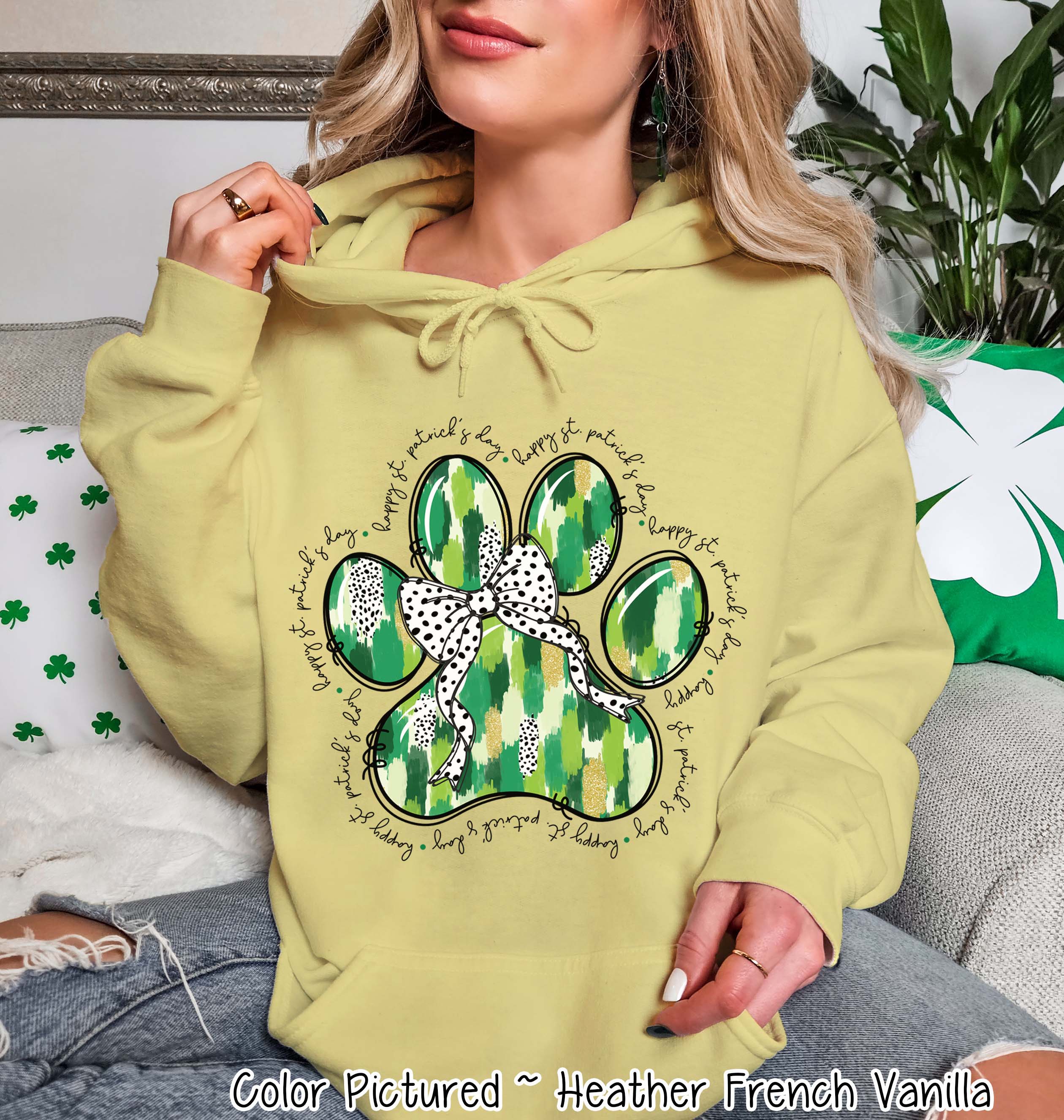 Coquette Paw St Patricks Day Tee or Sweatshirt