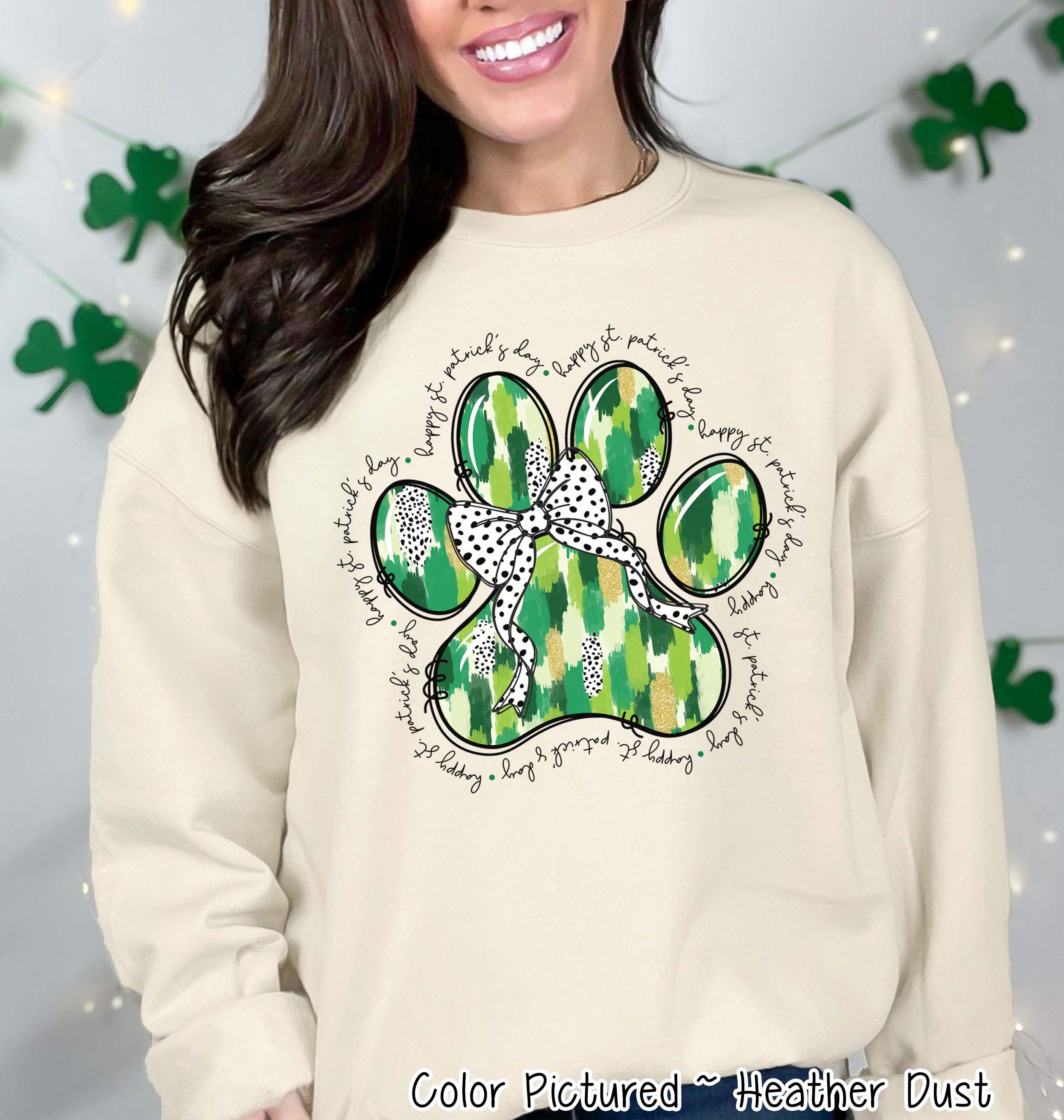 Coquette Paw St Patricks Day Tee or Sweatshirt