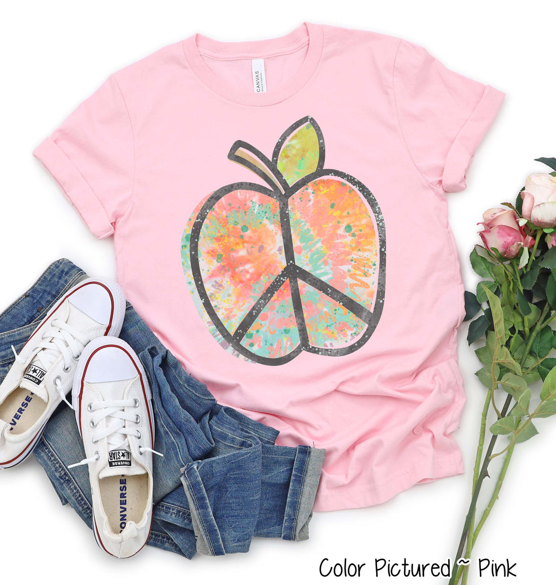 Tie Dye Peace Apple Back to School Tee