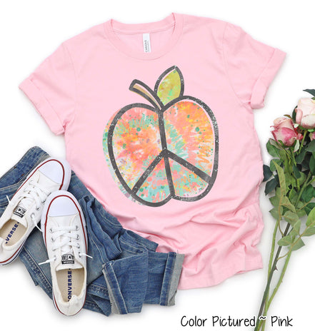 Tie Dye Peace Apple Back to School Tee