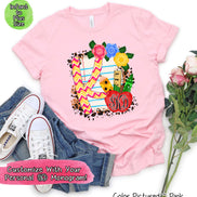 Monogram Pink Chevron School Grade Tee