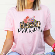 Monogram Blessed Leopard School Staff Tee