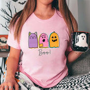 Ghost Trio Cat Pumpkin Halloween Tee