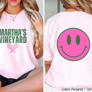 Preppy Martha's Vineyard Tennis 2 Sided Print Tee