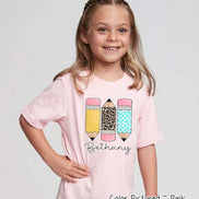 Personalized Pencil Trio Back To School Name Tee
