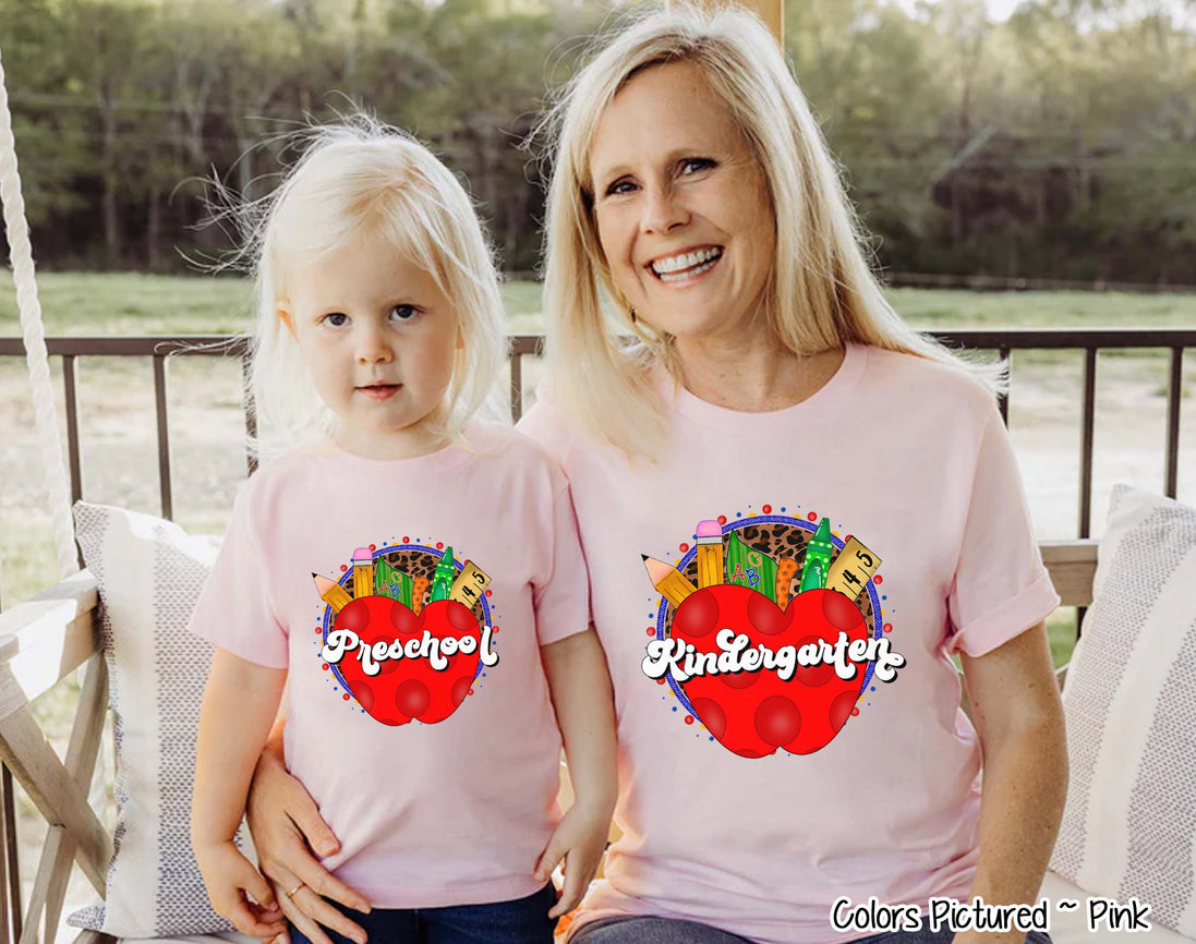 Retro Apple School Supplies Grade Student and Teacher Tee