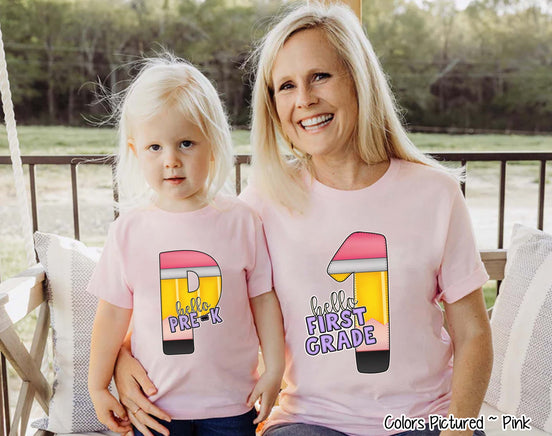 Hello Grade Pencil Back to School Student and Teacher Tee