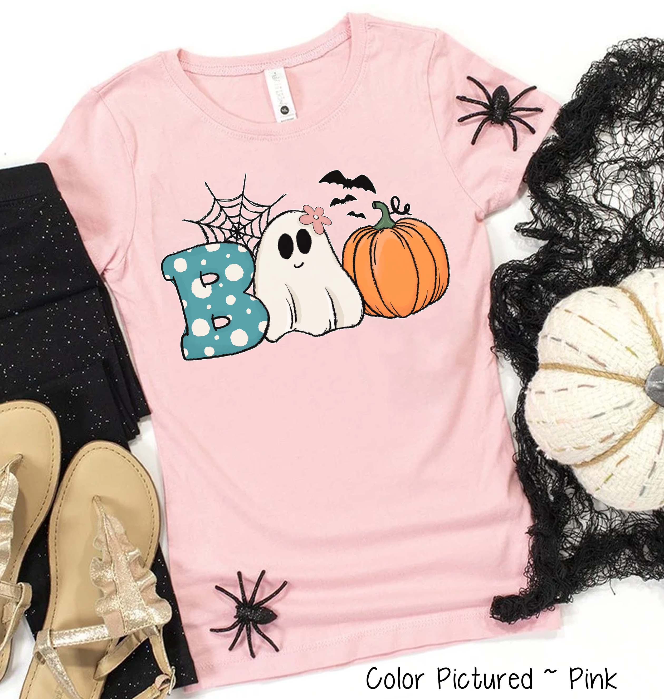 Boo Cute Ghost and Pumpkin Halloween Tee