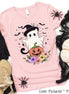 Cute Cat Floral Ghost Halloween Tee