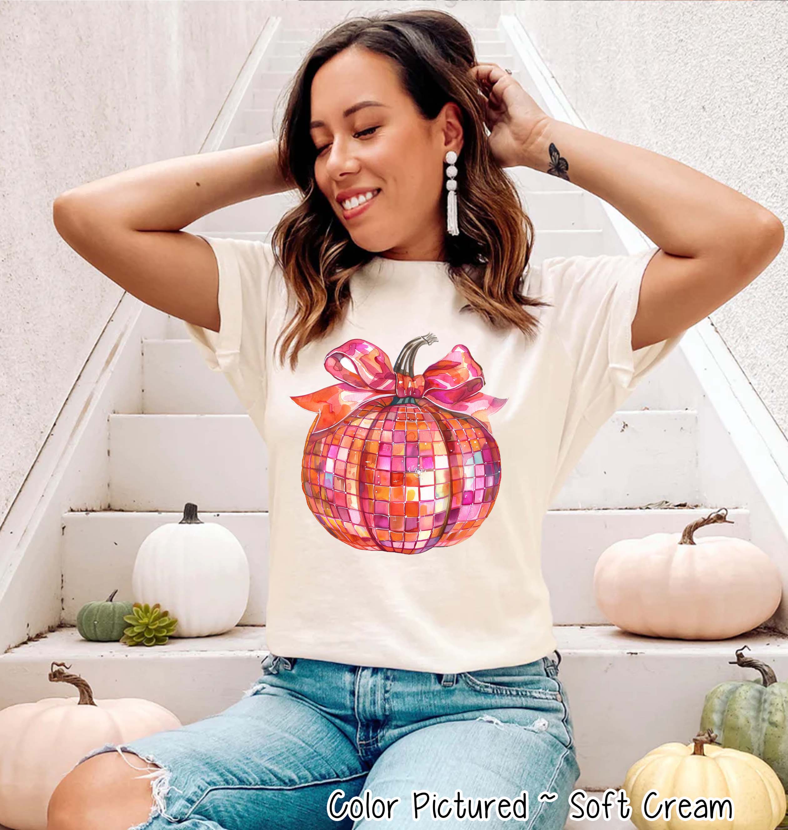 Disco Coquette Pumpkin Fall Sweatshirt or Tee