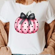 Preppy Coquette Pink Dot Pumpkin Fall Sweatshirt or Tee