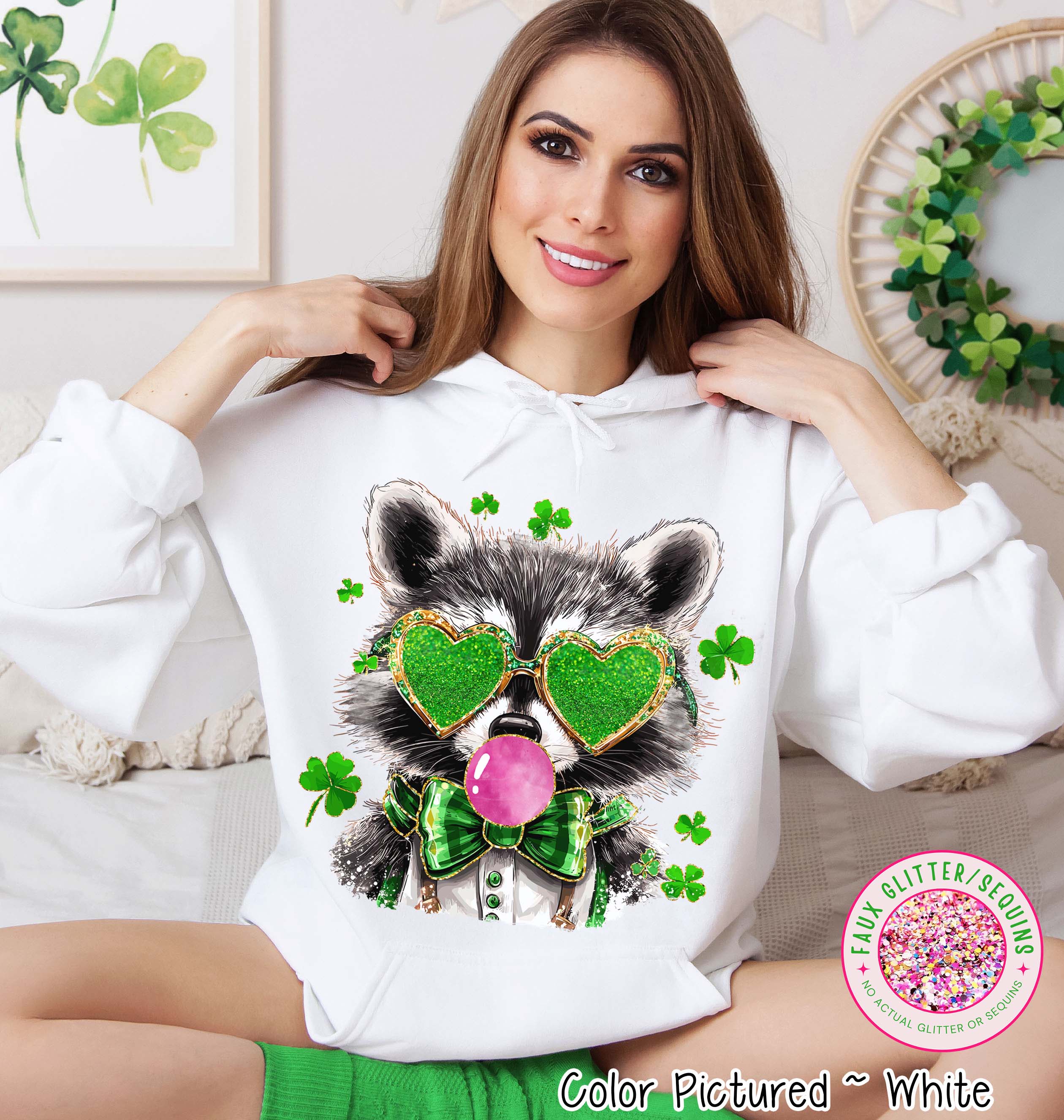 Racoon St Patricks Day Tee or Sweatshirt