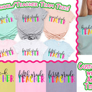 Custom Rainbow Letters School Teacher Grade Tee