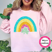 Faux Glitter Rainbow St Patricks Day Tee or Sweatshirt