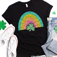 Faux Sequin Rainbow St Patricks Day Tee or Sweatshirt