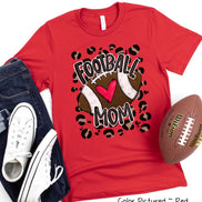 Leopard Football Mom with Heart Tee
