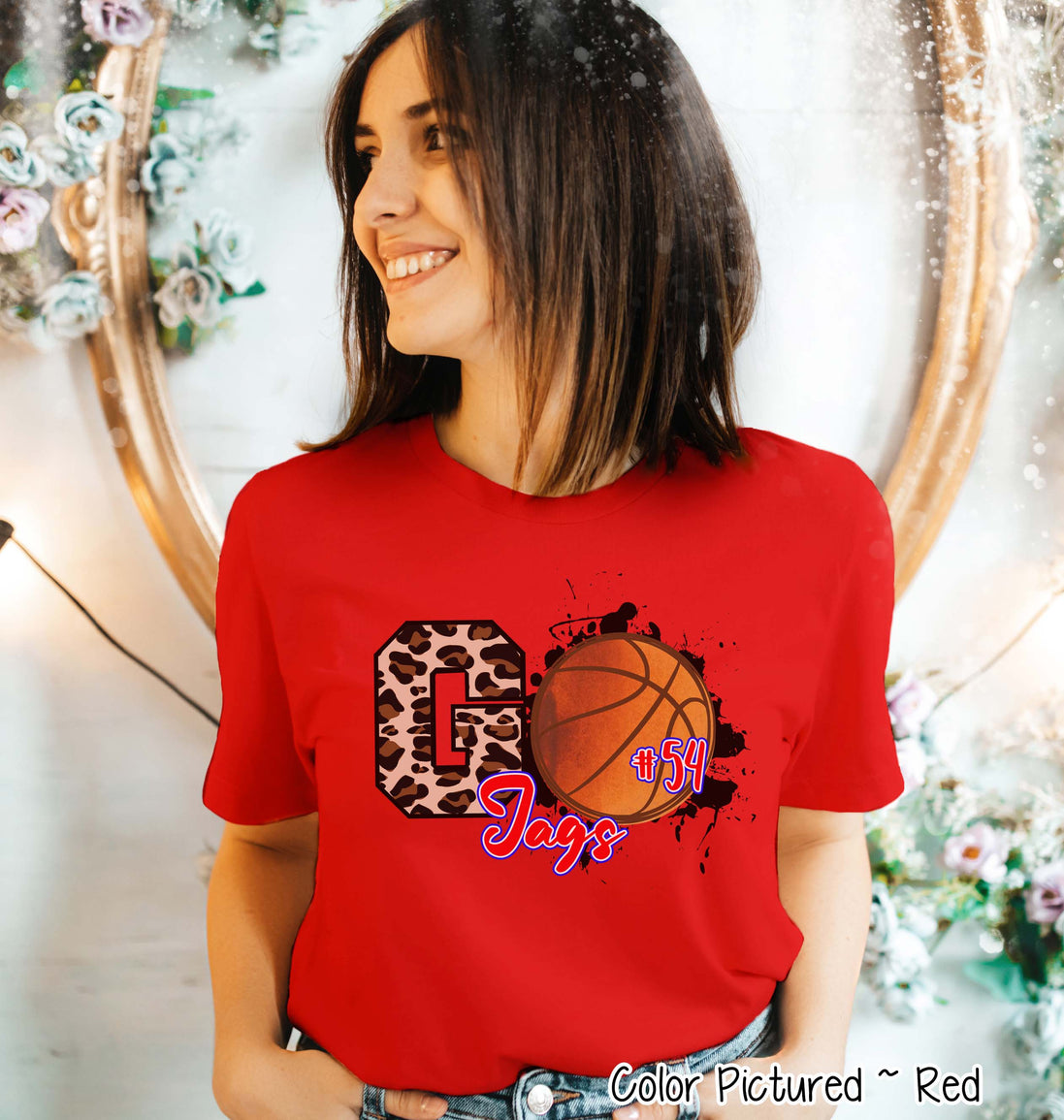 Personalized Leopard Basketball GO Fan Tee