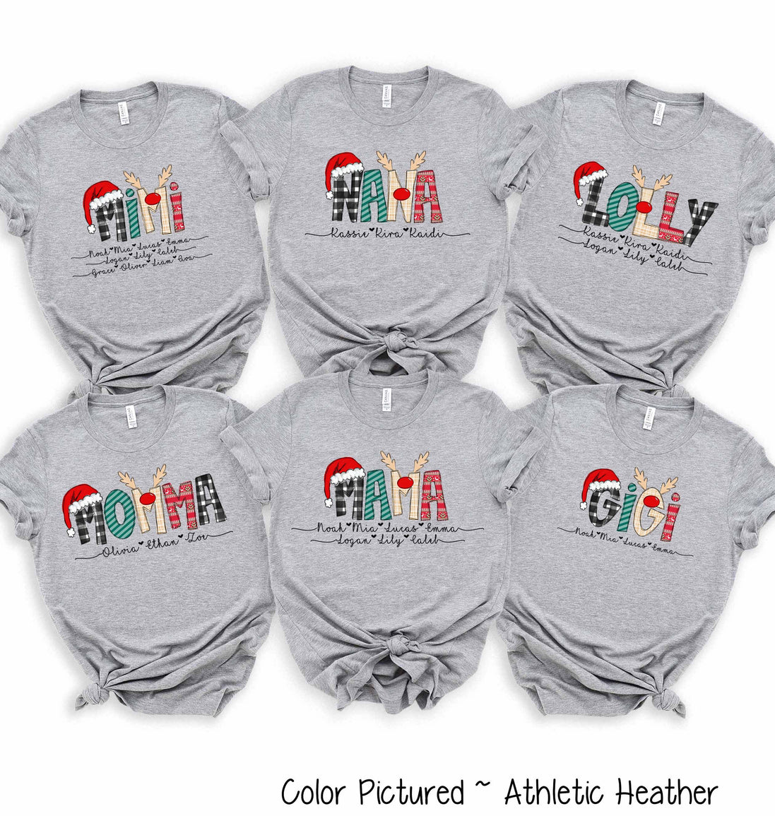 Personalized Christmas Reindeer Names with Kids/Grandkids names Tee or Sweatshirt