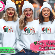 Personalized Christmas Reindeer Names with Kids/Grandkids names Tee or Sweatshirt
