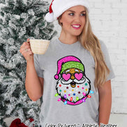 Preppy Glitter Santa Christmas Tee or Sweatshirt