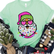 Preppy Glitter Santa Christmas Tee or Sweatshirt