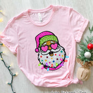 Preppy Glitter Santa Christmas Tee or Sweatshirt