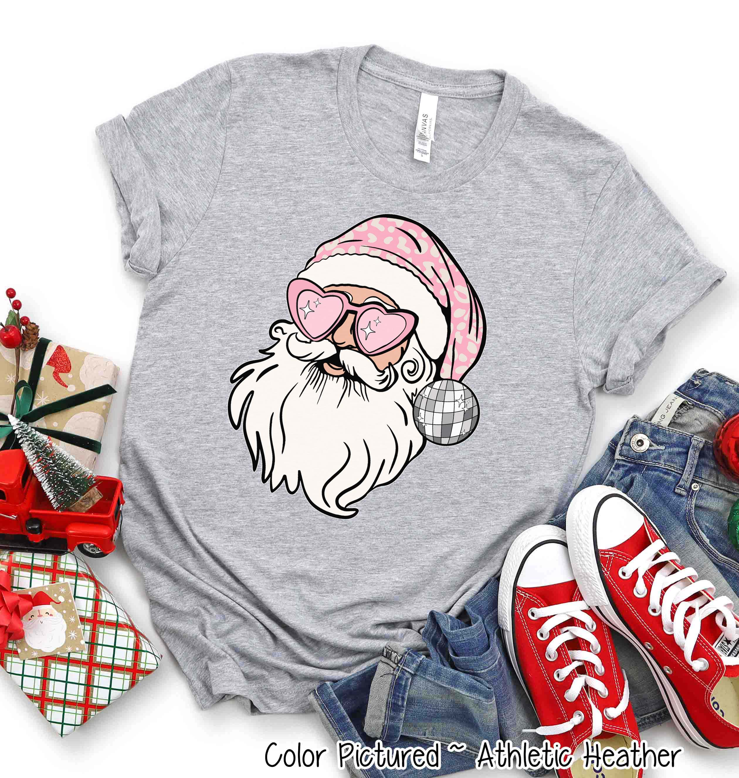 Pink Disco Santa Christmas Tee or Sweatshirt