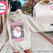 Pink Retro Christmas Vibes Santa 2 Sided Tee or Sweatshirt