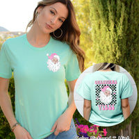 Pink Retro Christmas Vibes Santa 2 Sided Tee or Sweatshirt