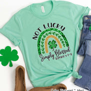Simply Blessed Rainbow St Patricks Day Tee or Sweatshirt