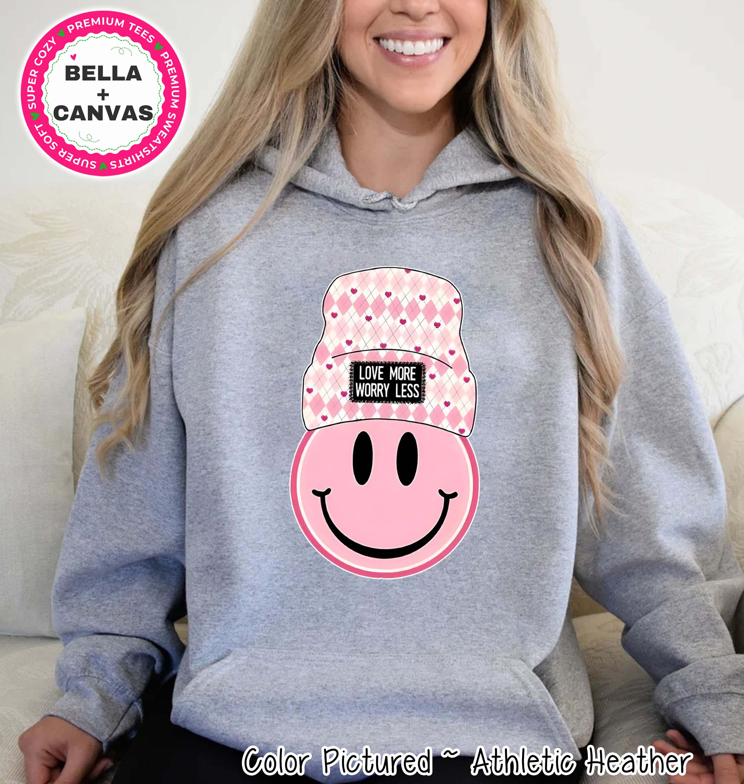 Love More Worry Less Preppy Valentine Tee or Sweatshirt