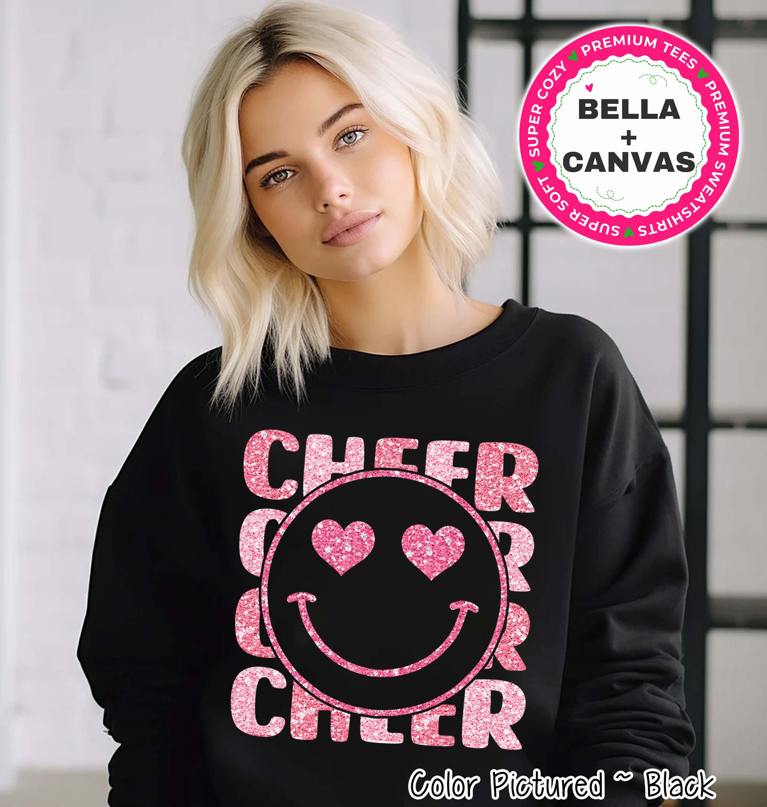 Faux Glitter Cheerleader Smile Preppy Valentine Tee or Sweatshirt