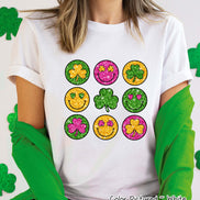 Smiles and Shamrock Faux Glitter St Patricks Day Tee or Sweatshirt