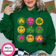 Smiles and Shamrock Faux Glitter St Patricks Day Tee or Sweatshirt