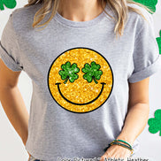 Faux Glitter Gold Smile St Patricks Day Tee or Sweatshirt