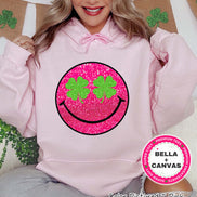 Faux Glitter Pink Smile St Patricks Day Tee or Sweatshirt