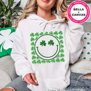 Faux Glitter Green Clover Smile St Patricks Day Tee or Sweatshirt