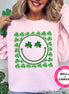 Faux Glitter Green Clover Smile St Patricks Day Tee or Sweatshirt