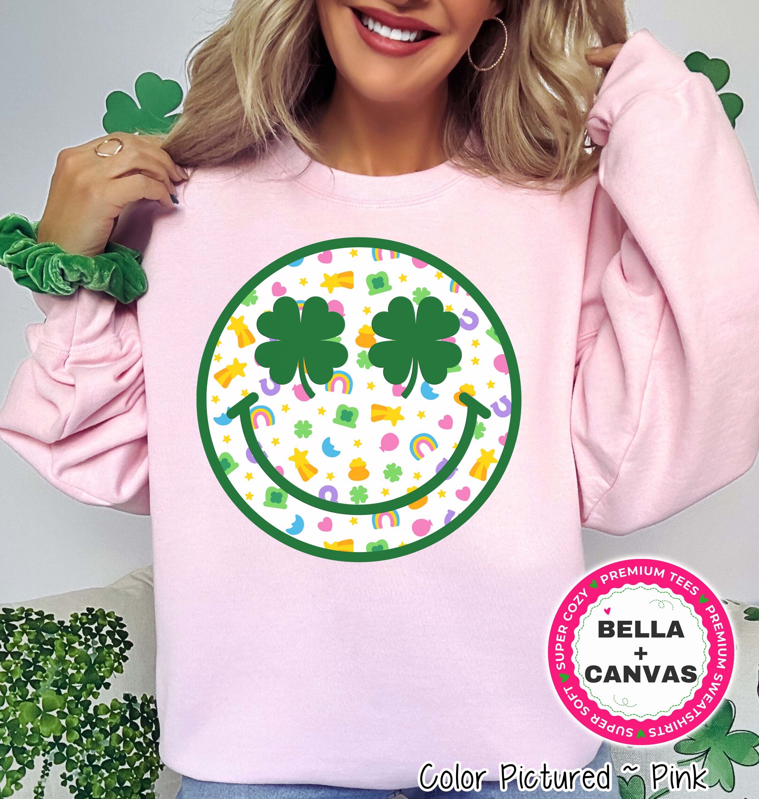 Lucky Charm Smile Face St Patricks Day Tee or Sweatshirt