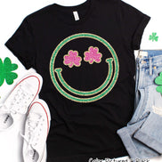 Faux Chenille Smile Face St Patricks Day Tee or Sweatshirt