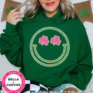 Faux Chenille Smile Face St Patricks Day Tee or Sweatshirt