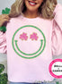 Faux Chenille Smile Face St Patricks Day Tee or Sweatshirt