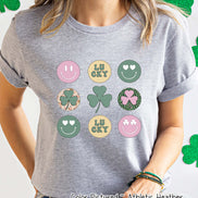 Retro Smiles and Shamrock St Patricks Day Tee or Sweatshirt