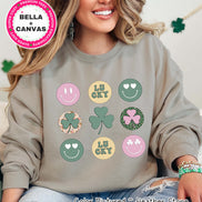 Retro Smiles and Shamrock St Patricks Day Tee or Sweatshirt