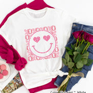 Faux Glitter Smile XOXO Preppy Valentine Tee or Sweatshirt