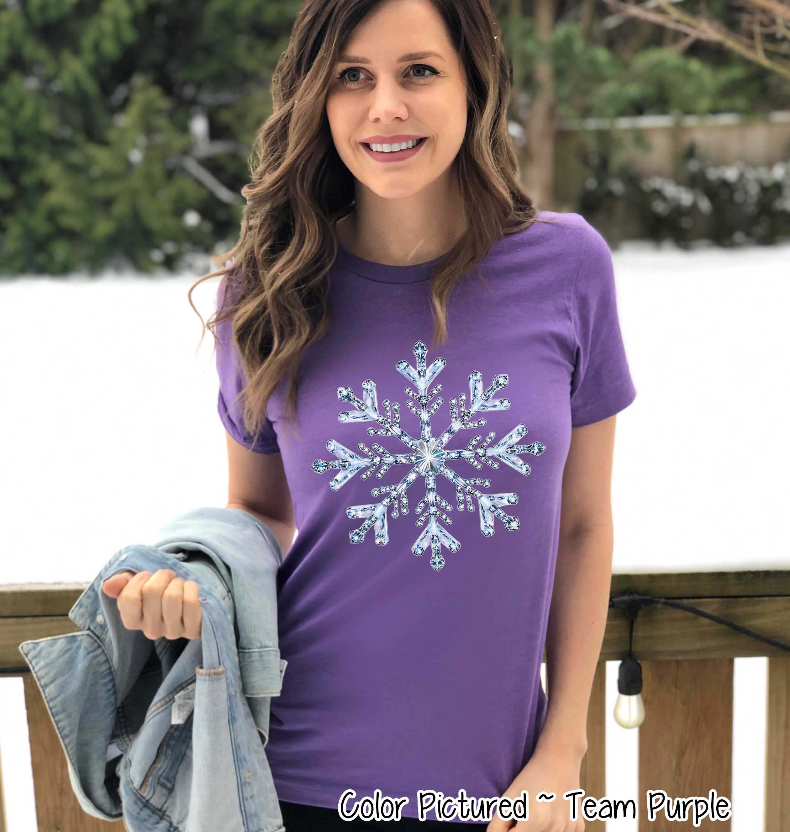 Faux Diamond Snowflake Winter Tee or Sweatshirt