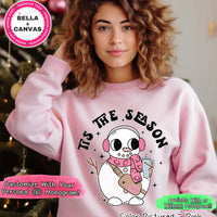 Monogram Bougie Tis The Season Snowman Christmas Tee or Sweatshirt
