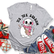 Monogram Bougie Tis The Season Snowman Christmas Tee or Sweatshirt